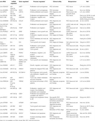 Use of Circular RNAs in Diagnosis, Prognosis and Therapeutics of Renal Cell Carcinoma